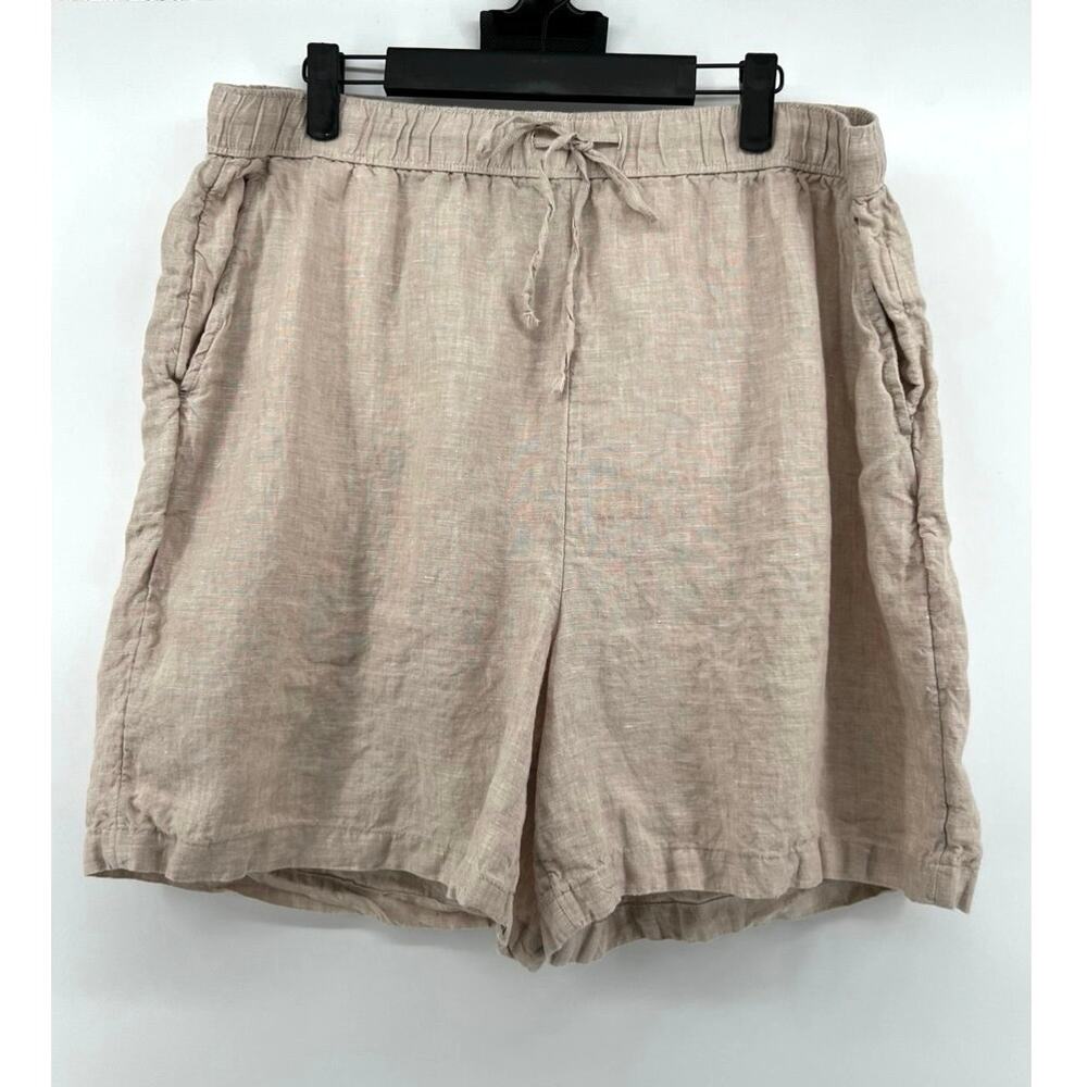 Tahari Linen Shorts Drawstring Waist Women's Size XL Natural